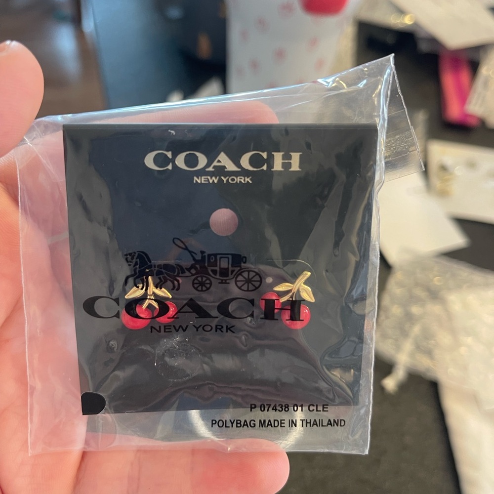 Coach Gold Tone Cherry Stud Earrings - Picture 6 of 7